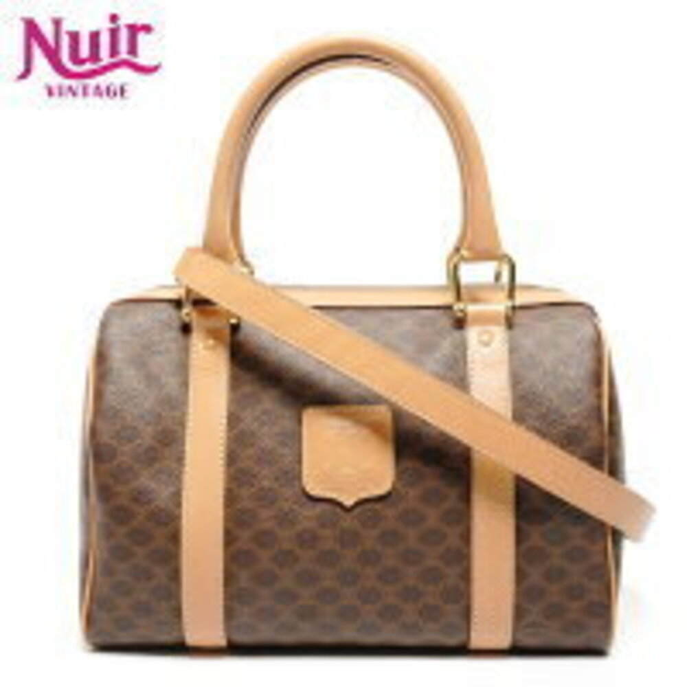 Celine Boston Bag Macadam Shoulder Brown